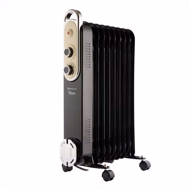 Rediffusion Vintage 9 Fin Oil Filled Radiator 2kW in Blue and Black