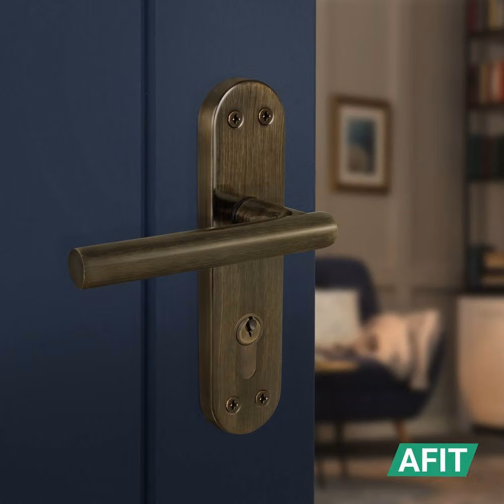 AFIT T-Bar Antique Brass Euro Internal Lock Backplate Handles in Bronze, 1 Pair – 4