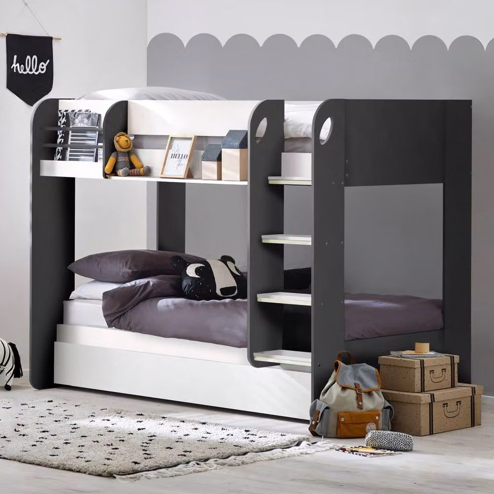Cheshire Quartz Bunk and Underbed Single Bed in Charcoal and White, 90 x 200 cm – 2