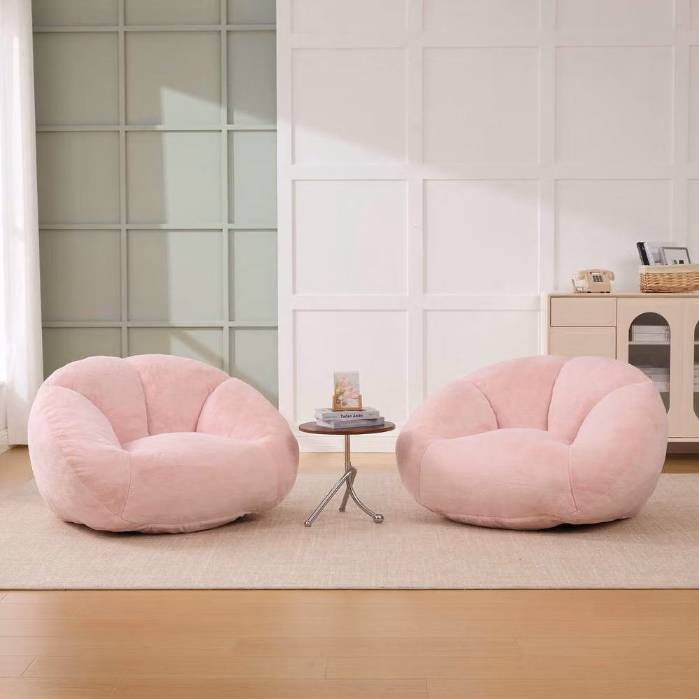 Direct Wicker Shell-Shaped Bean Bag Chair with Removable Cover in Pink – 2