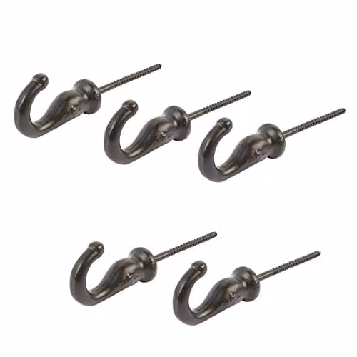 Hammer and Tongs Matt Black Powder-Coated Iron Eye Screw Hook, W: 20 mm, H: 35 mm, Pack of 5