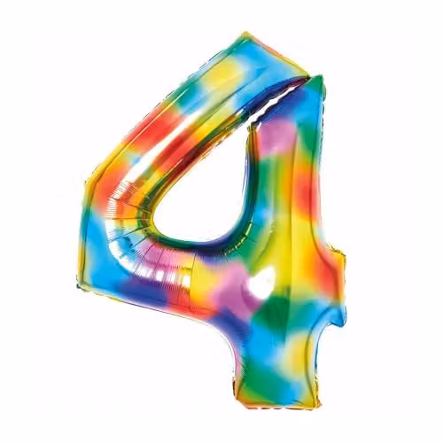 Amscan Large Number 4 Hanging Rainbow Decoration in Multicolour for Birthdays and Anniversaries