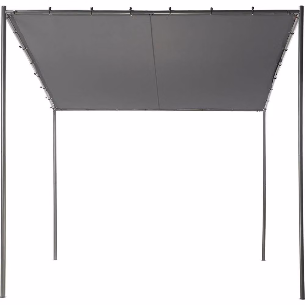 Wyld and Coco Rectangular Pergola Pavilion in Dark Grey Steel with Polyester Fabric – 2