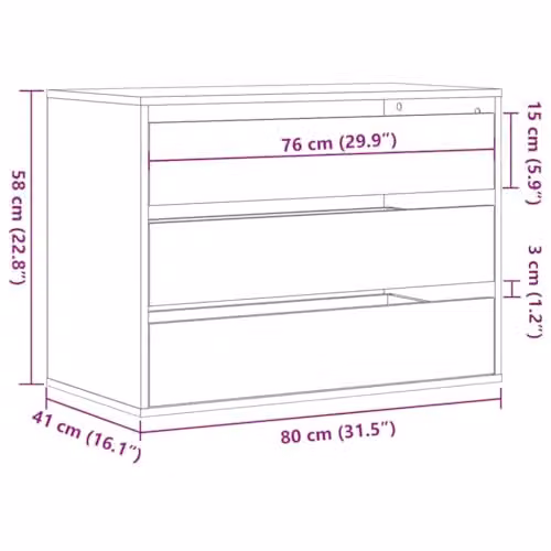 vidaXL Corner Chest of Drawers in Artisan Oak, Brown, W: 80 cm, D: 41 cm, H: 58 cm – 3