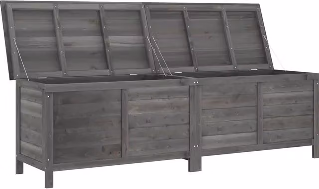 Berkfield Home Garden Storage Box in Anthracite Grey, Solid Fir Wood, W/D/H: 198.5 x 50 x 56.5 cm – 1