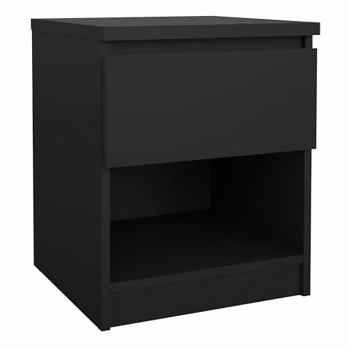Furniture To Go Naia Bedside Cabinet with 1 Drawer and 1 Shelf in Black Matt