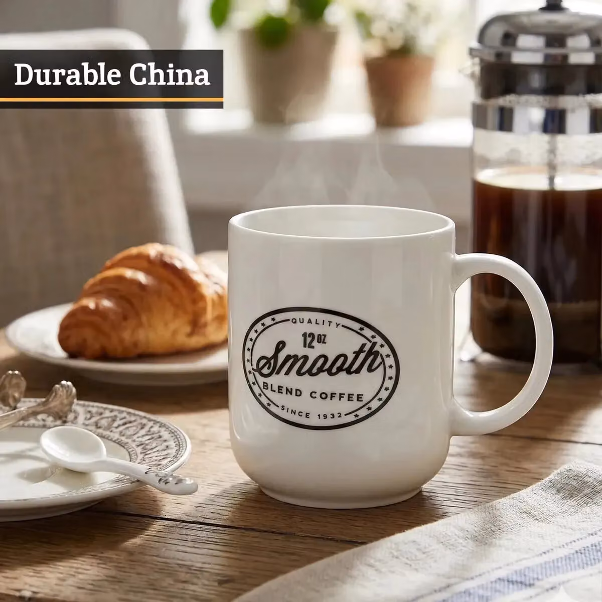 Orsina Elegant Design Bone China Coffee Mug in White – 3