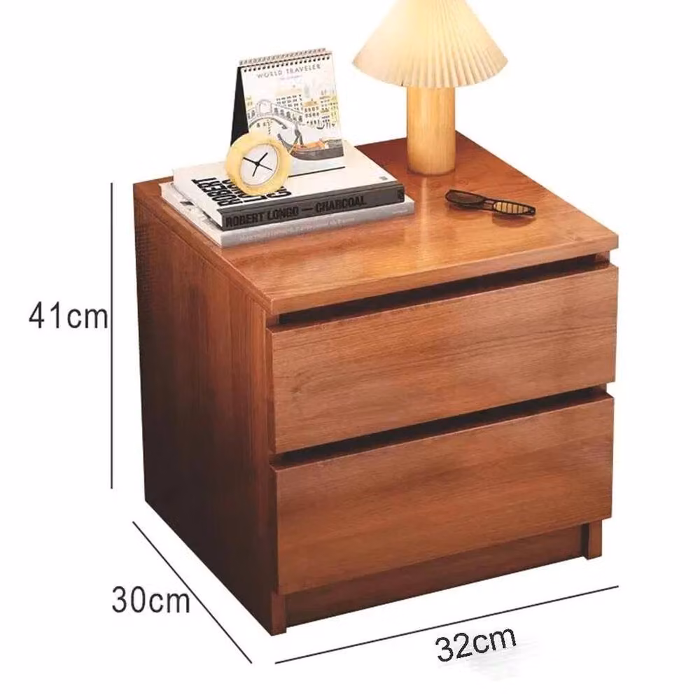 Kelvenix 2 Drawer Walnut Bedside Table Cabinet in Brown – 2