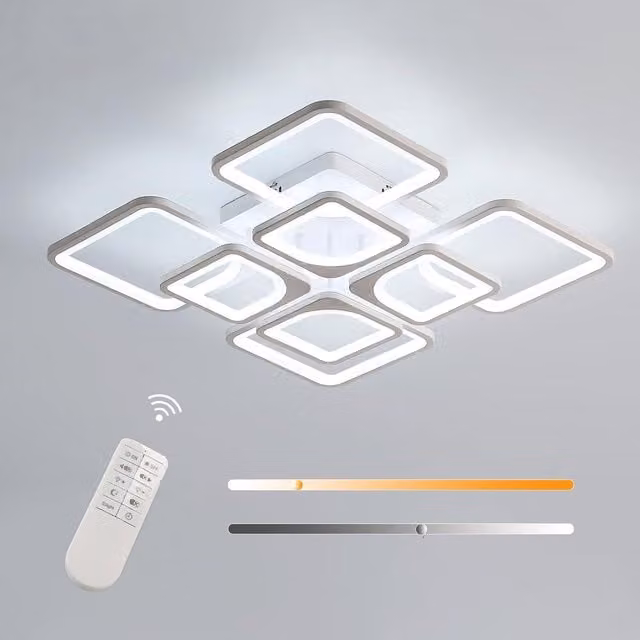 COMELY Modern Dimmable LED Ceiling Light with Remote Control, White, 80W