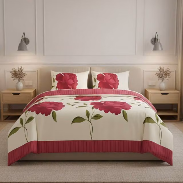 Snug City Reversible Floral Duvet Set and Pillowcase in Pink, 200 x 200 cm – 1