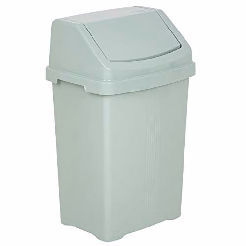 Wham 50l Plastic Flip Top Waste Bin in Silver Sage
