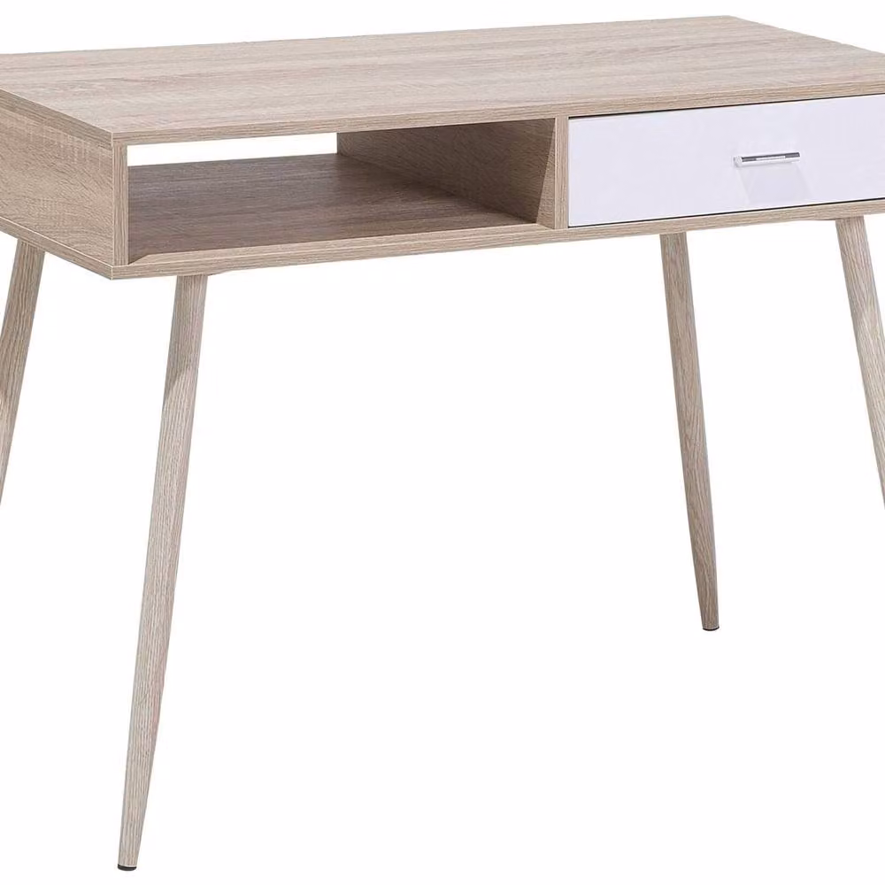Wyld and Coco Scandinavian Writing Desk in Brown and White, W/D/H: 100 x 48 x 76 cm – 2