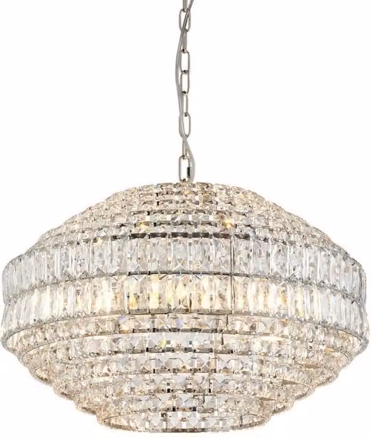 Netlighting Aversa Pendant Ceiling Light in Silver with Clear Crystal Glass