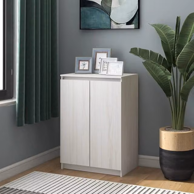 Berkfield Home White Solid Pinewood Sideboard W/D/H: 60 x 36 x 84 cm – 1
