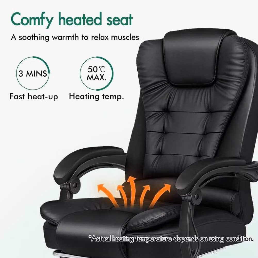 FORGEVIO Black Synthetic Leather Executive Office Chair with Massage and Heat Functions – 4