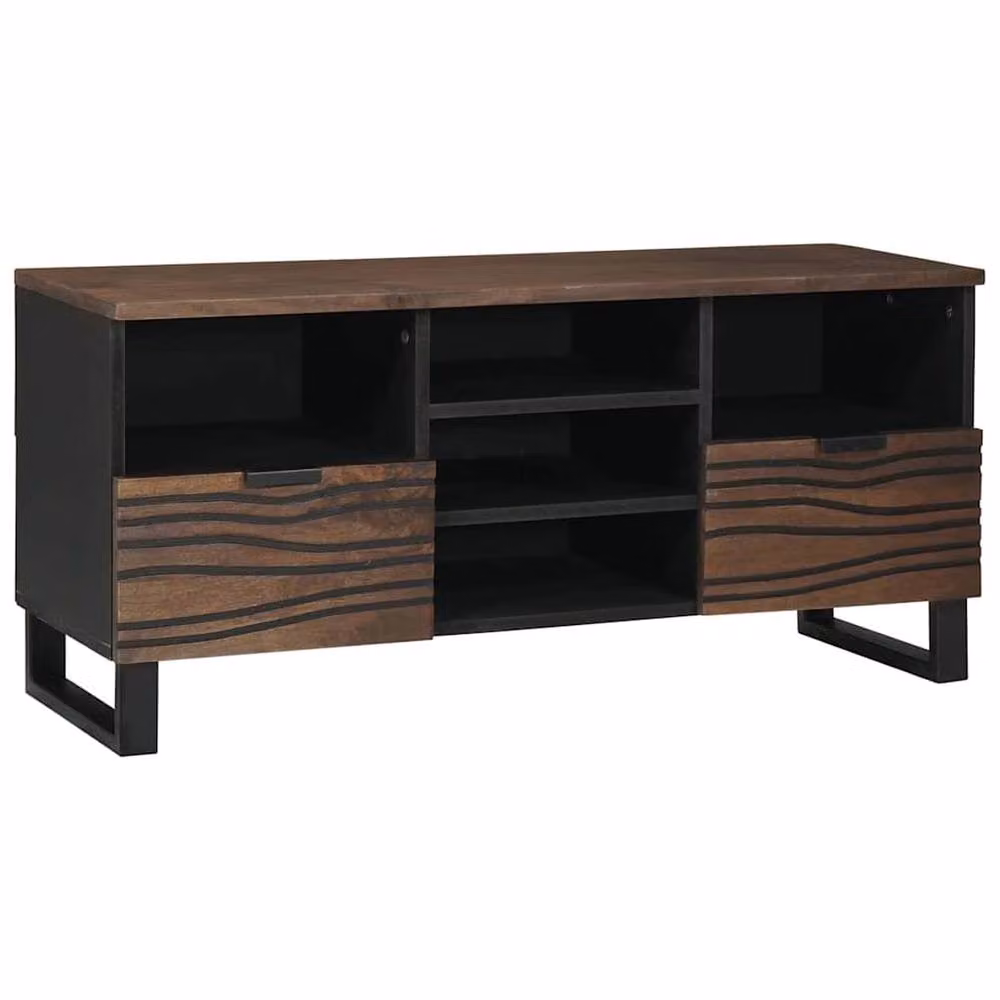 Berkfield Home TV Cabinet in Brown Solid and Engineered Wood, W: 100 cm, D: 33.5 cm, H: 46 cm – 2