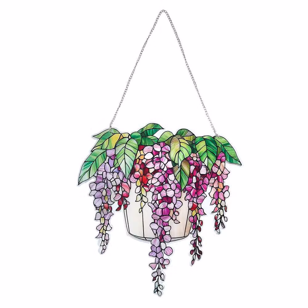 Coopers of Stortford Gainsborough Wisteria Floral Acrylic Suncatcher Hanging Decoration in Multicolour, Diameter: 20 cm – 2
