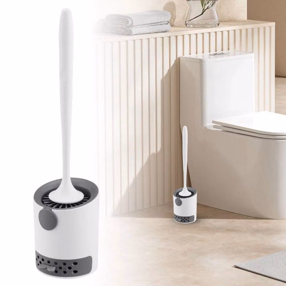 Kelvenix White Silicone Toilet Brush with Freestanding Holder – 4