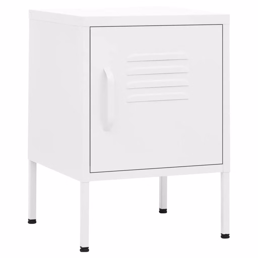 Berkfield Home Modern White Metal Nightstand, W/D/H: 35 x 35 x 51 cm – 2