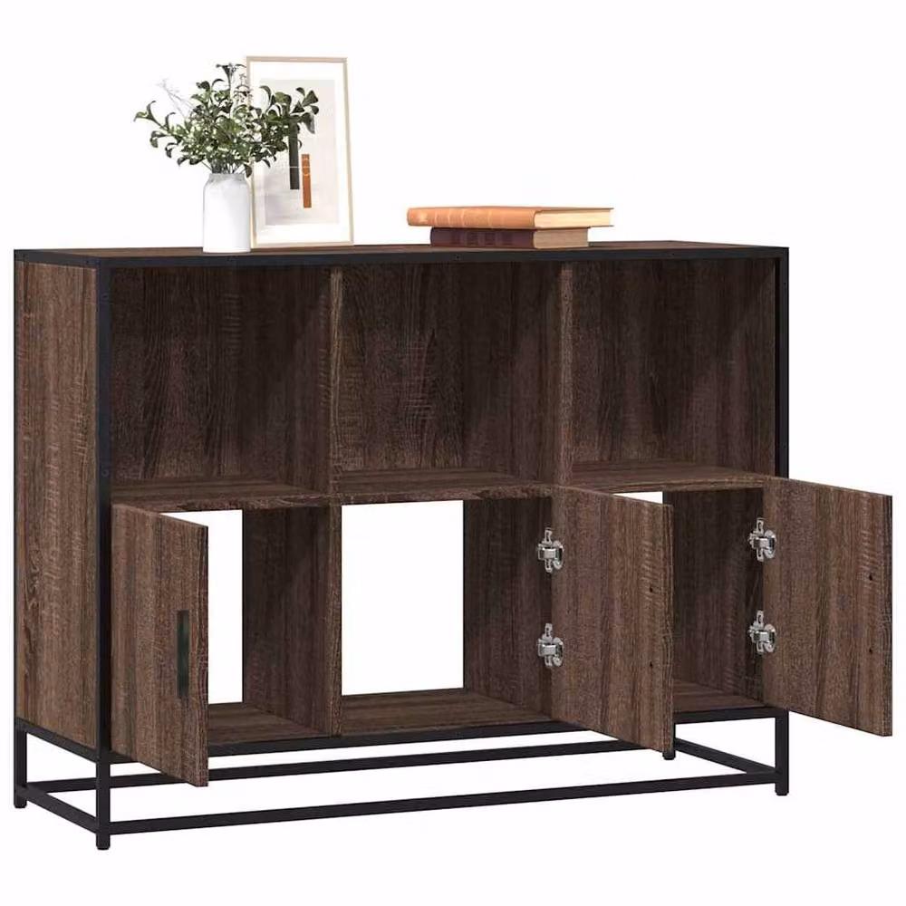 Berkfield Home Industrial Sideboard in Brown Oak, W/D/H: 100 x 35 x 76 cm – 2