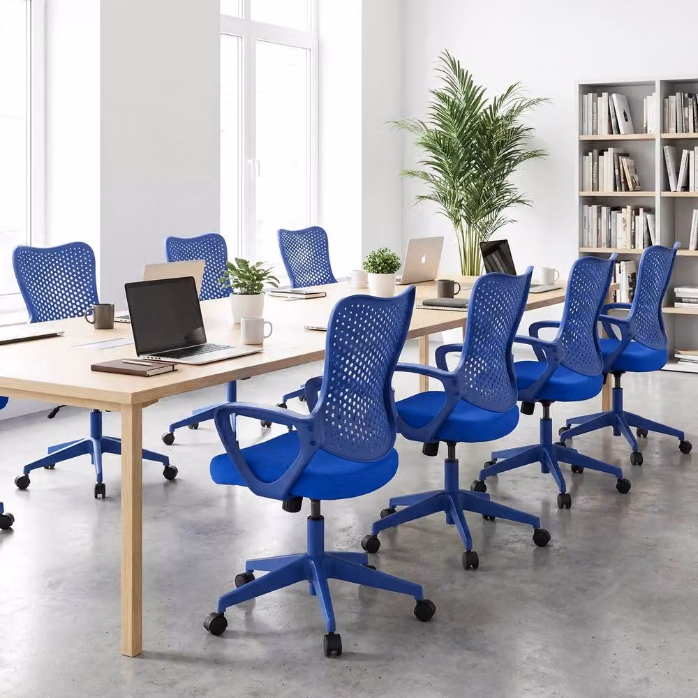 Costway Ergonomic Blue Office Chair with Armrests and Padded Cushion – 6