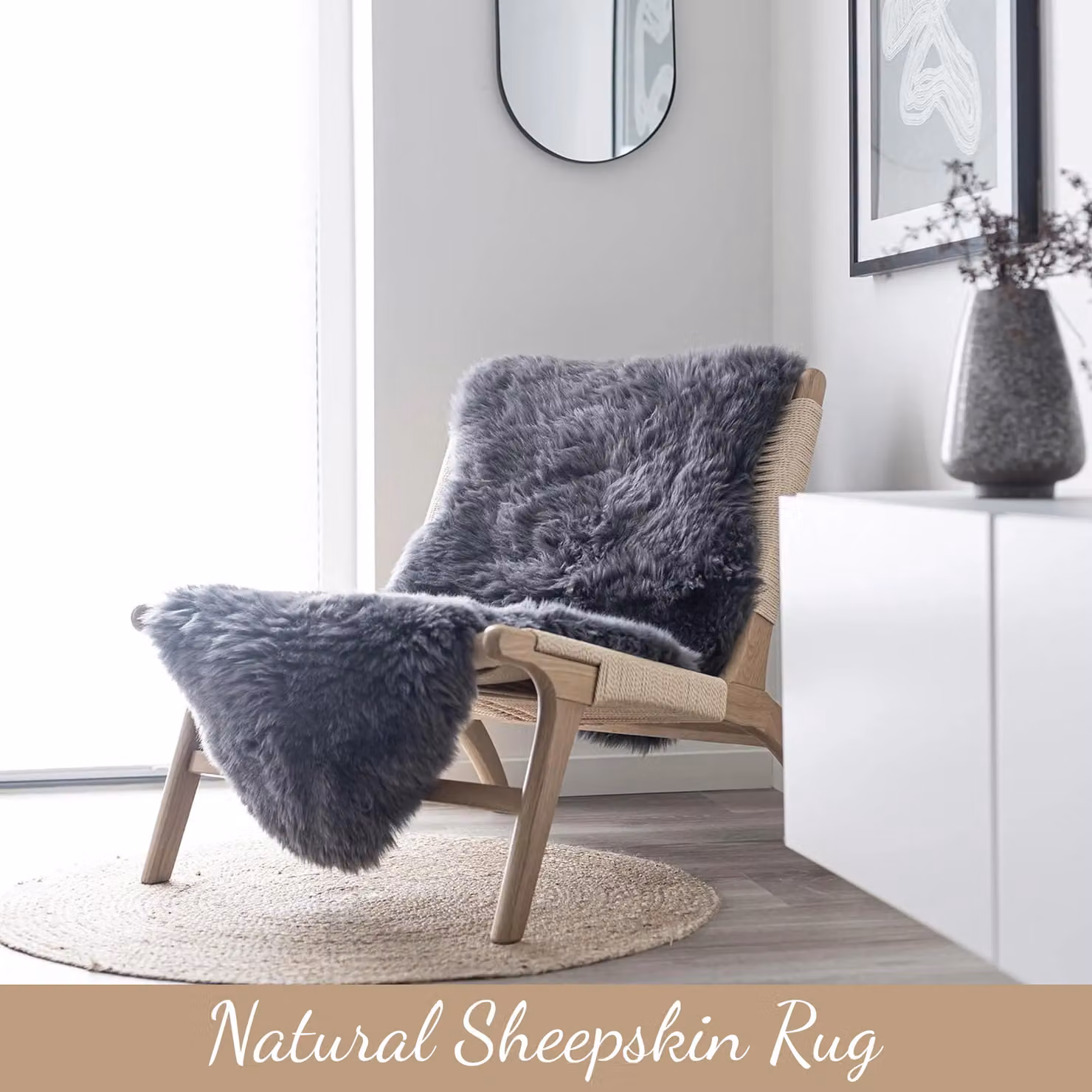 Infinity Leather Dark Grey Genuine Sheepskin Wool Rug, W/D: 180 x 60 cm – 4