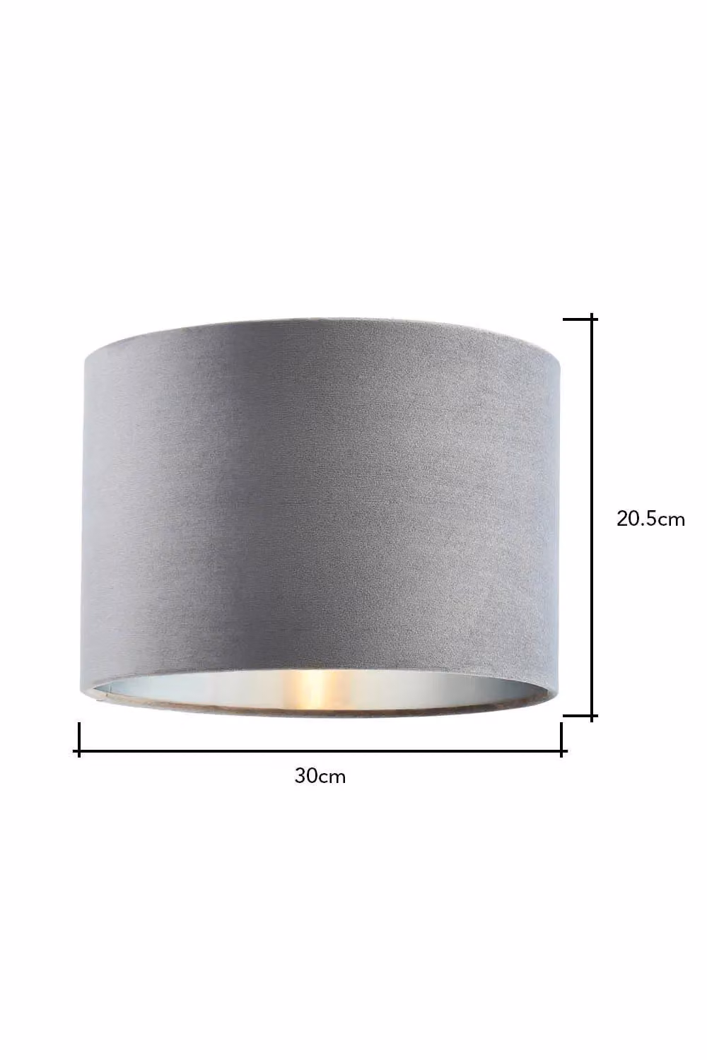 BHS Lighting Grey Velvet Cylinder Easy Fit Light Shade, Diameter: 30 cm, Height: 21 cm – 3