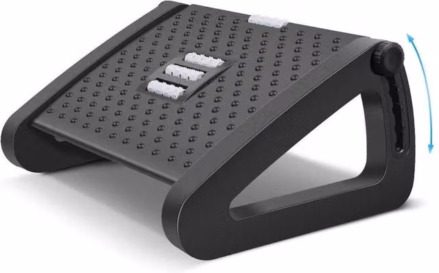 NESTLUNE Adjustable Ergonomic Office Foot Rest Under Desk in Black, W: 100 cm, D: 15 cm, H: 19 cm