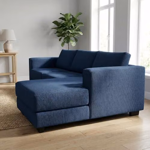 Abakus Direct Kaizer L-Shaped Corner Sofa in Blue Bouclé Fabric, Right Facing, W: 286 cm, D: 170 cm, H: 85 cm – 2