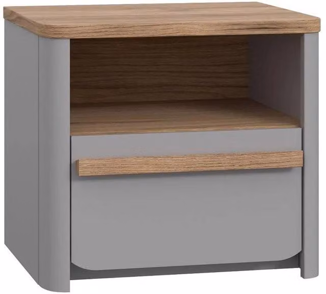 VOGREX Grey 1 Drawer Bedside Cabinet with Shelf