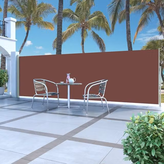 Berkfield Home Retractable Side Awning in Brown, W/H: 500 x 160 cm