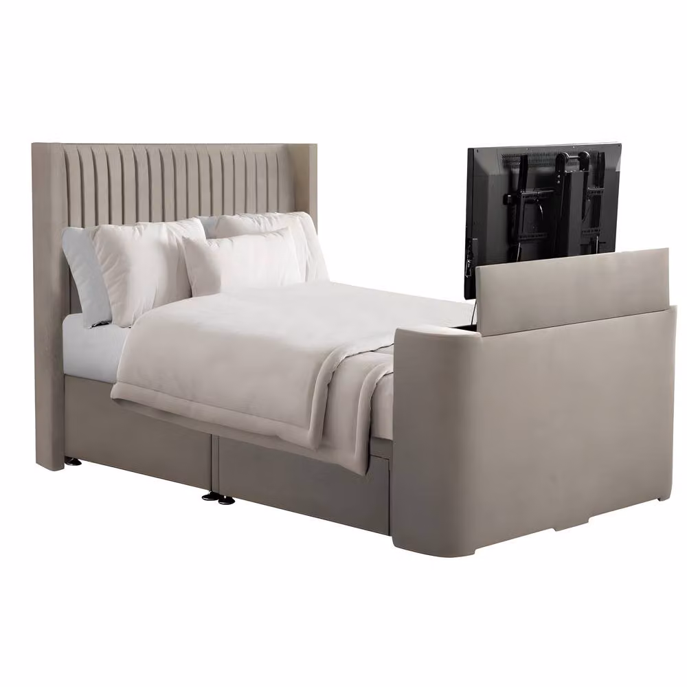 Paradise Beds Ltd Crystal Comfort Double Bed Set in Grey Velvet with Drawers, W/D/H: 140 x 200 cm – 2