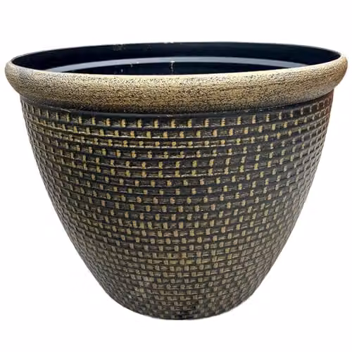 Gr8 Garden Cromarty Round Plastic Plant Pot Planter, Gold, Pack of 2, Diameter: 36 cm – 4