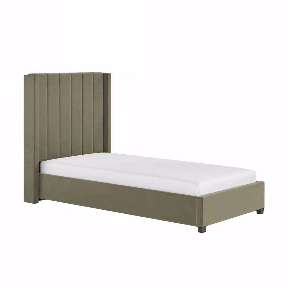 Flair Tiggy Single Ottoman Bed in Green Velvet, W/D/H: 100 x 200 x 130 cm – 2