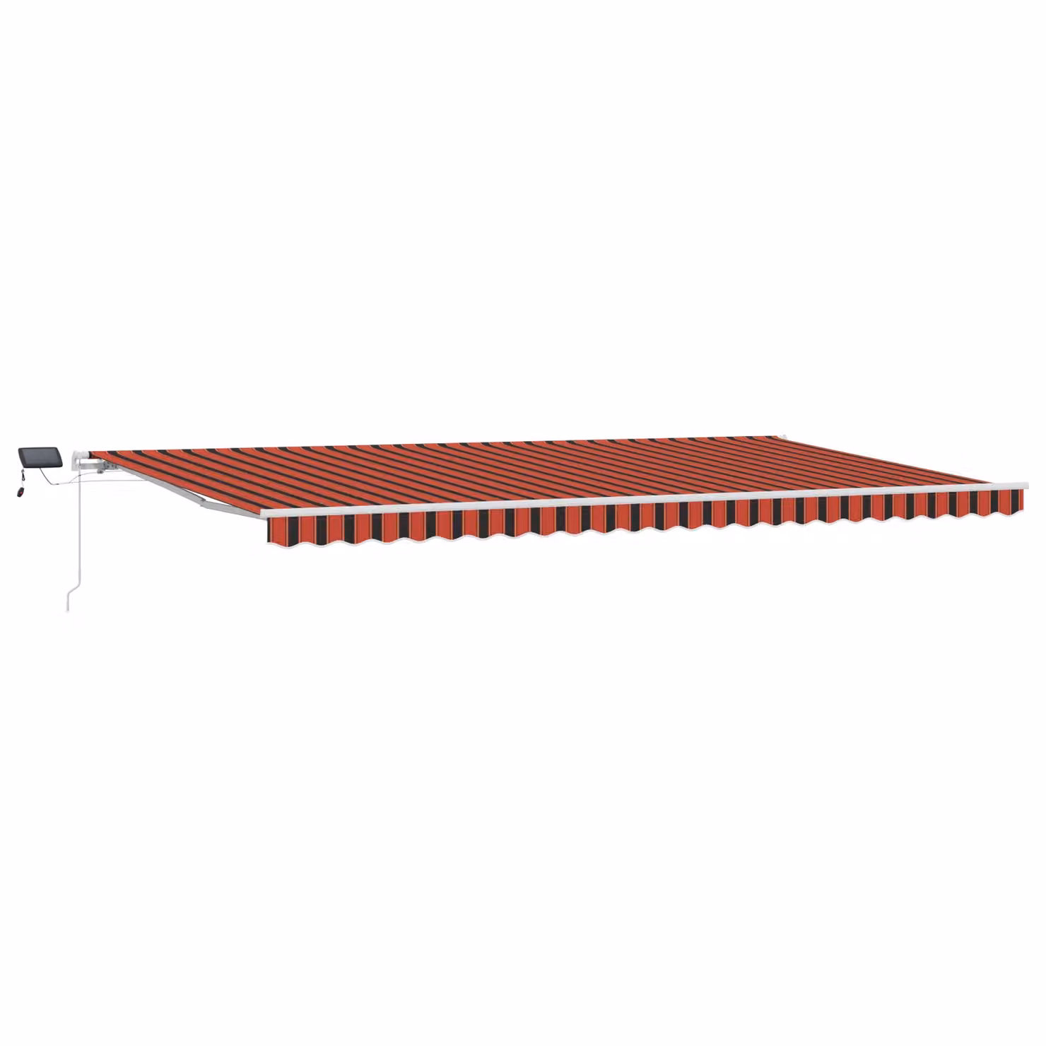 Berkfield Home Manual Retractable Wall-Mounted Folding Arm Awning with LED in Orange and Brown Striped, W: 600 cm, D: 300 cm – 2