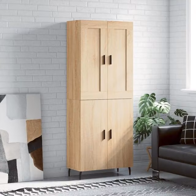 Berkfield Home Sonoma Oak Highboard in Brown, W/D/H: 69.5 x 34 x 180 cm