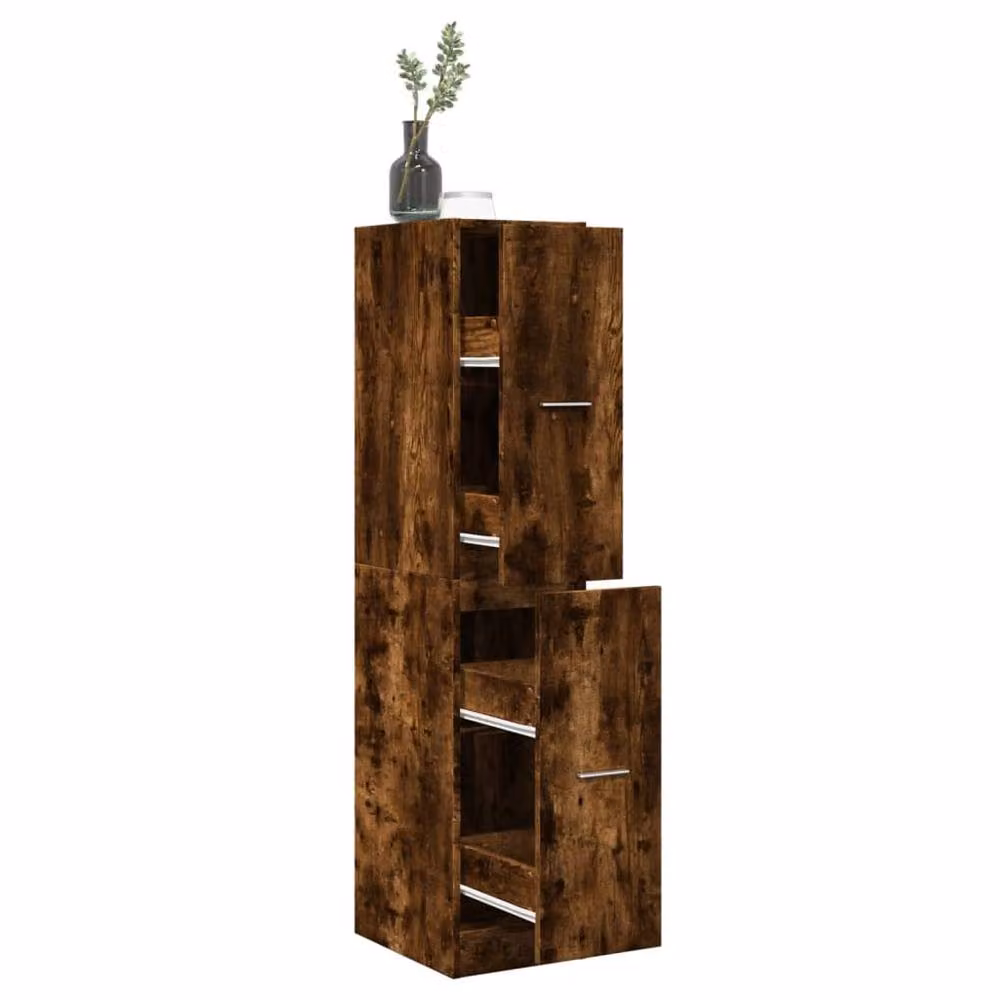 Berkfield Home Elegant Apothecary Cabinet in Smoked Oak Brown, W: 30 cm, D: 41 cm, H: 144.5 cm – 2
