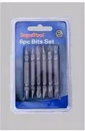 SupaTool Double Ended Screwdriver Bit Pack of 6 in Silver