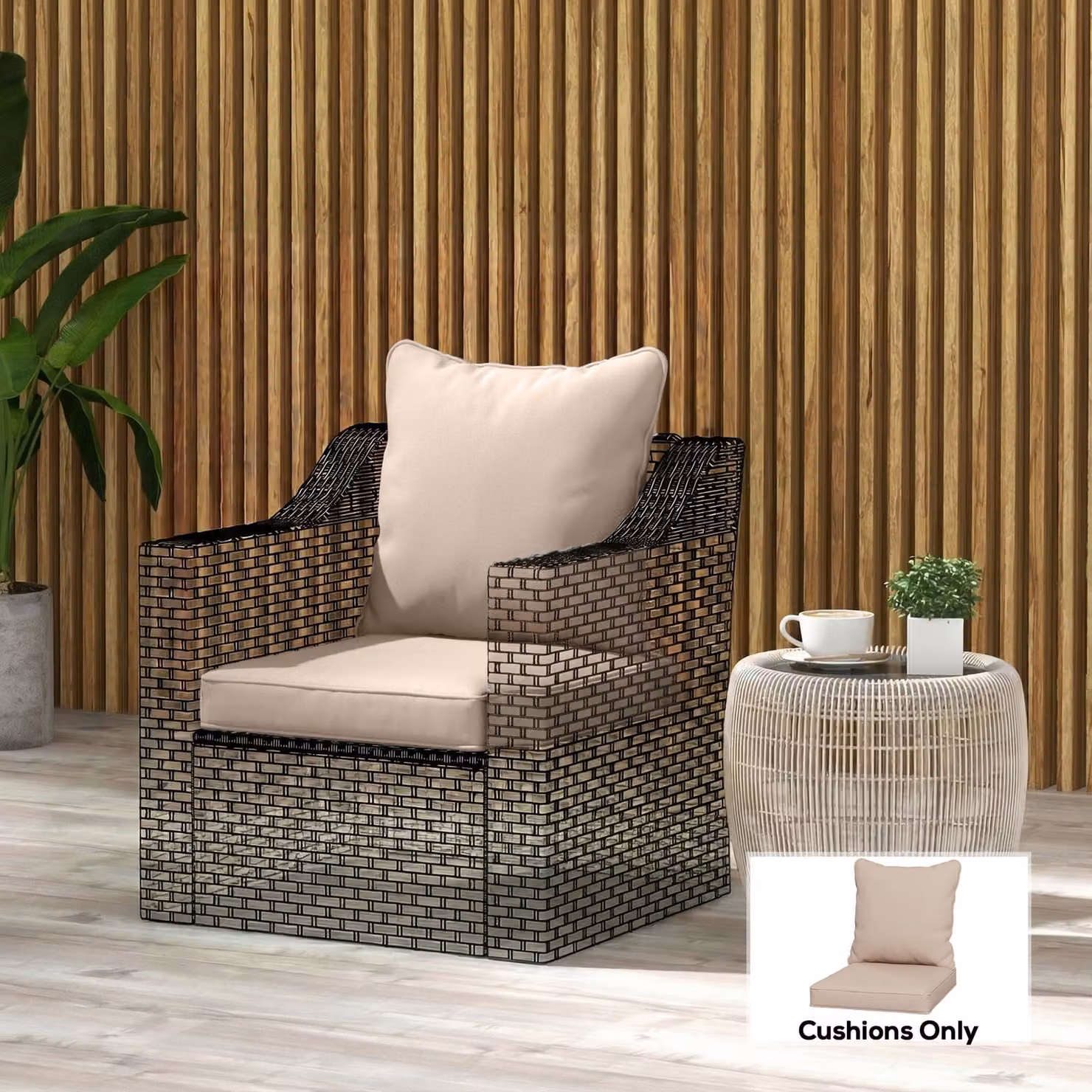 Outsunny Replacement Patio Chair Cushion Set in Beige with Water-Repellent Polyester Covers – 5