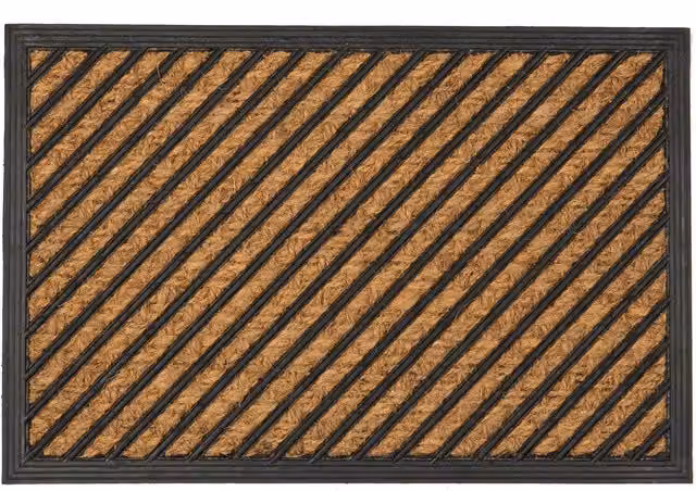 Nicola Spring Brown Striped Rectangular Heavy Duty Door Mat, W: 60 cm, D: 40 cm