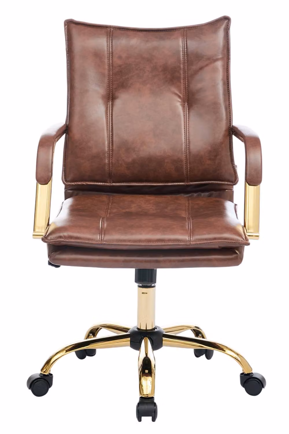 Living and Home Modern PU Upholstered Task Office Chair in Brown – 2