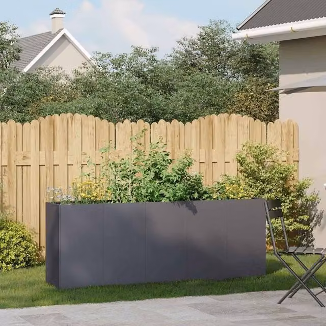 Berkfield Home Anthracite Steel Planter Tub, W/D/H: 200 x 40 x 80 cm