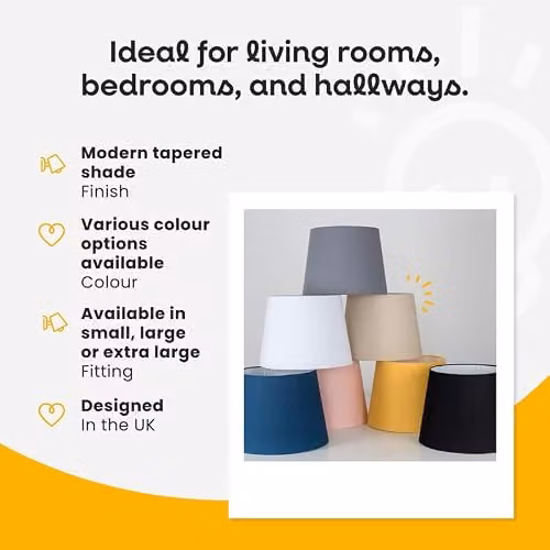 MiniSun Modern Tapered Cone Light Shade in Grey Fabric, Shade Width: 45.5 cm – 2