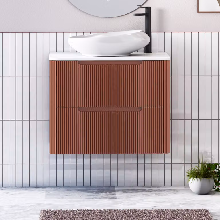 Royal Bathrooms Avenza Wall Hung Vanity Unit with Nova Basin, Terracotta and White, 60 cm