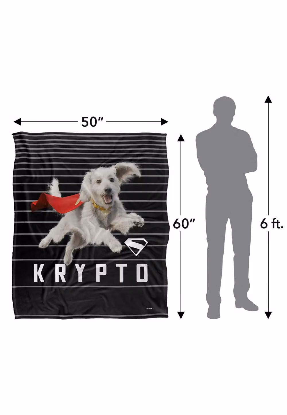 LOGOVISION Superman 2025 Krypto Lines Silky Touch Super Soft Fleece Throw Blanket, White, W/D/H: 152 x 127 cm – 8