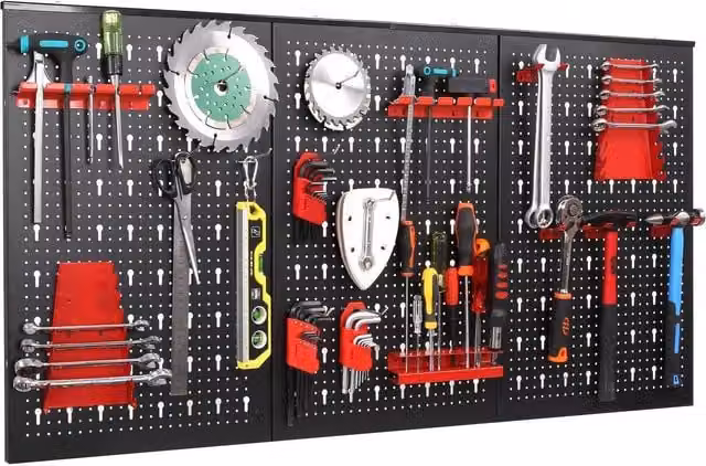 COSTWAY Garage Storage Pegboard Wall Organizer Kit - Black