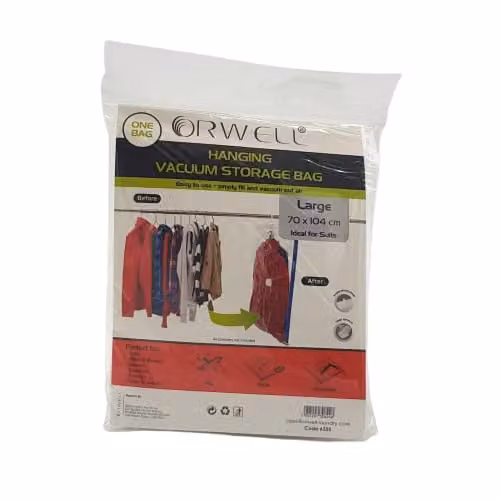 Orwell Transparent White Hanging Vacuum Storage Bag, W: 70 cm, H: 104 cm, 1 Pack