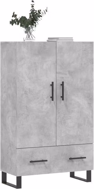 Berkfield Home Industrial Highboard in Concrete Grey, W: 69.5 cm, D: 31 cm, H: 115 cm