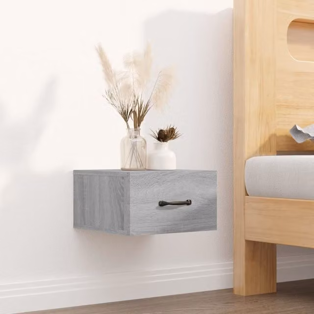 Berkfield Home Wall-mounted Bedside Cabinet in Grey Sonoma, W/D/H: 35 x 35 x 20 cm – 1
