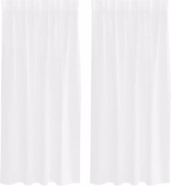 Berkfield Home White Polyester Fabric Panel Curtains, 2 Pack, W: 140 cm, H: 175 cm
